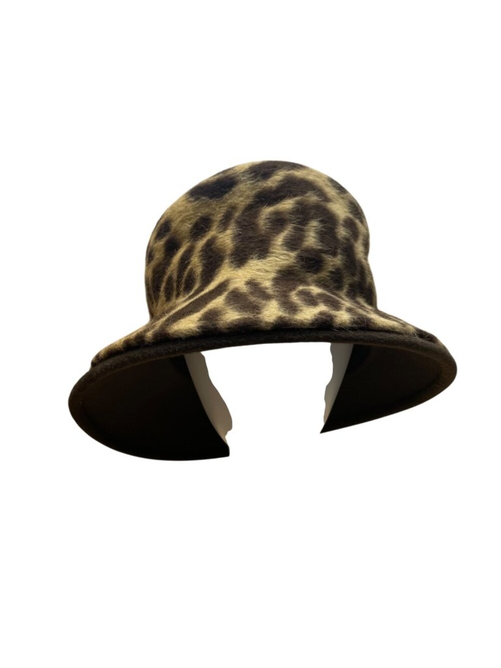 Philip Treacy Women’s Brown Leopard Print Wool Bucket Hat OS